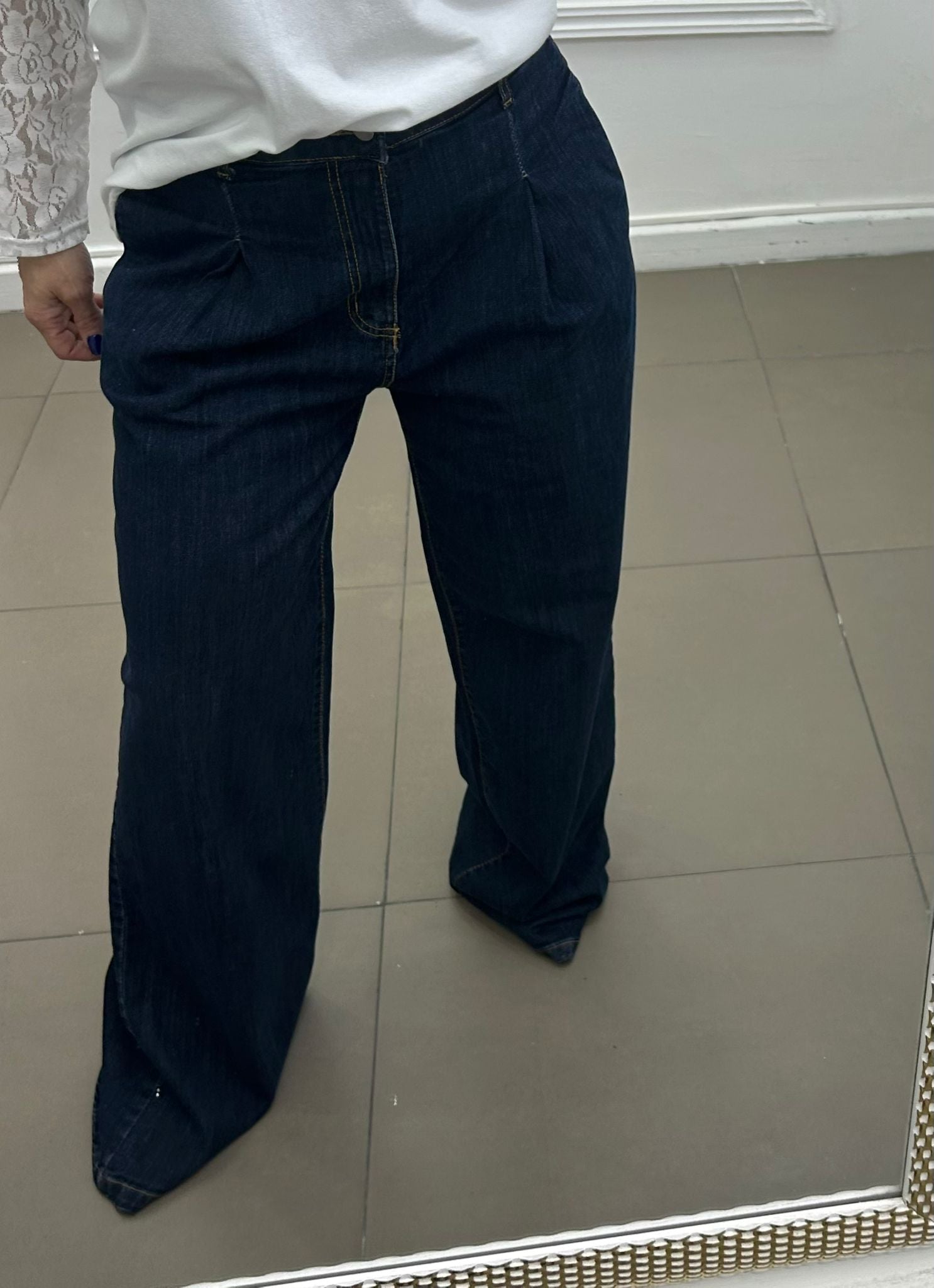 Jeans a palazzo blu scuro