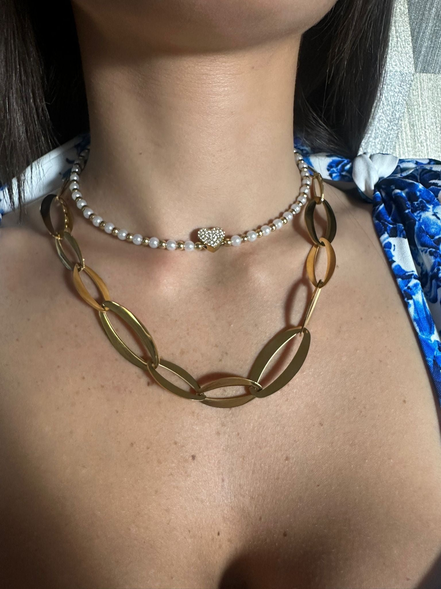Collana perle e catena