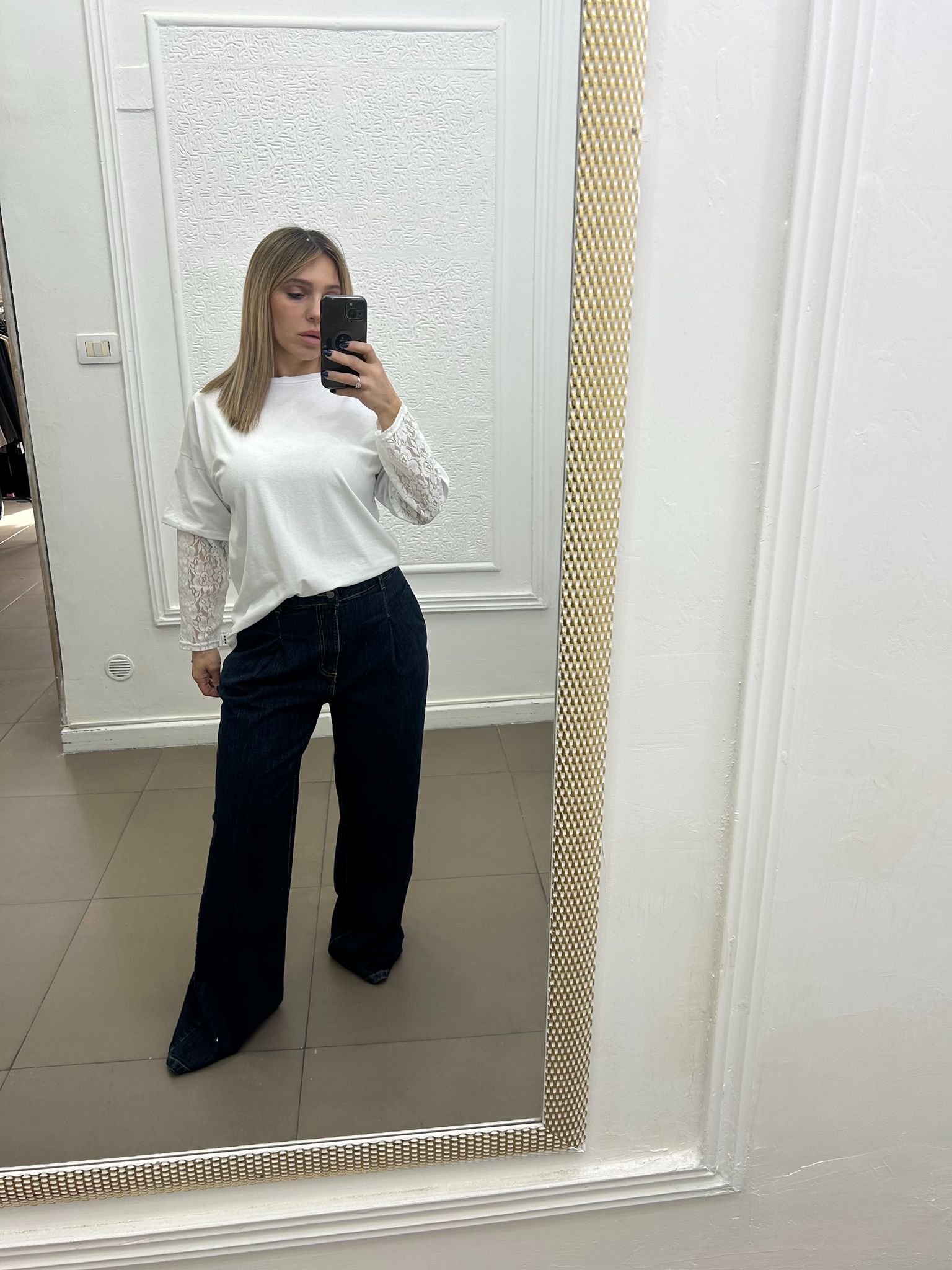 Jeans a palazzo blu scuro